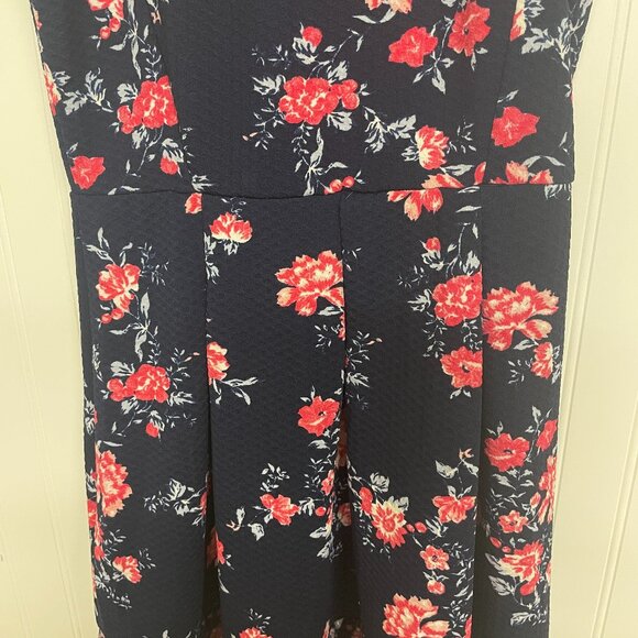 Rewind Women's Size M Floral Fit & Flare Dress Navy Wedding Festival Party - Picture 8 of 12